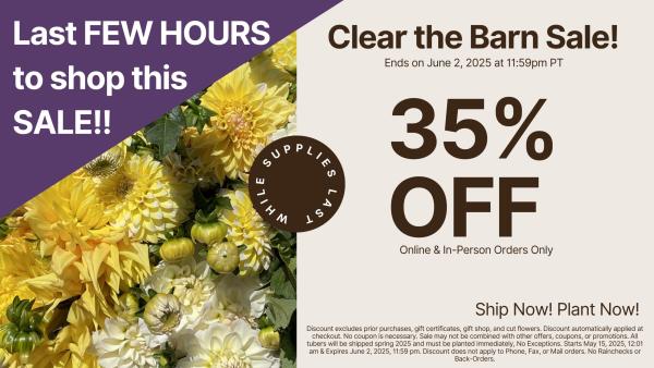 2025 - Clear the Barn Sale - Few Hours Left!